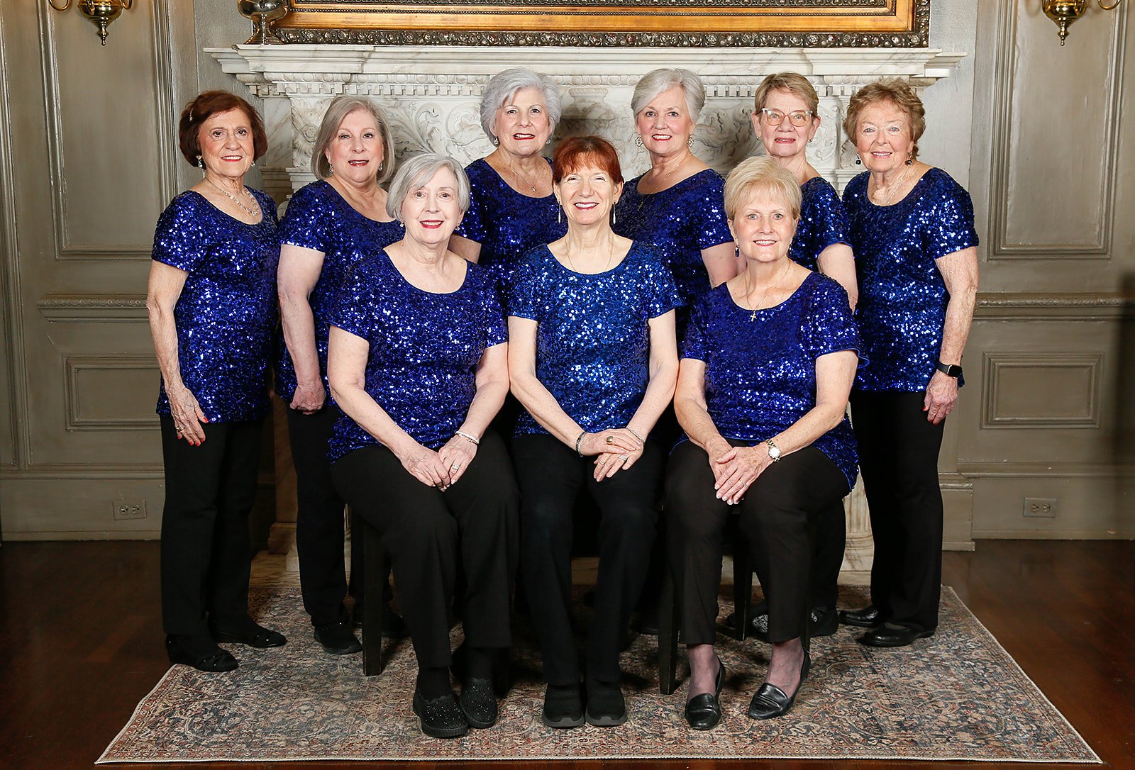Sweet Harmony singers in blue sequined tops